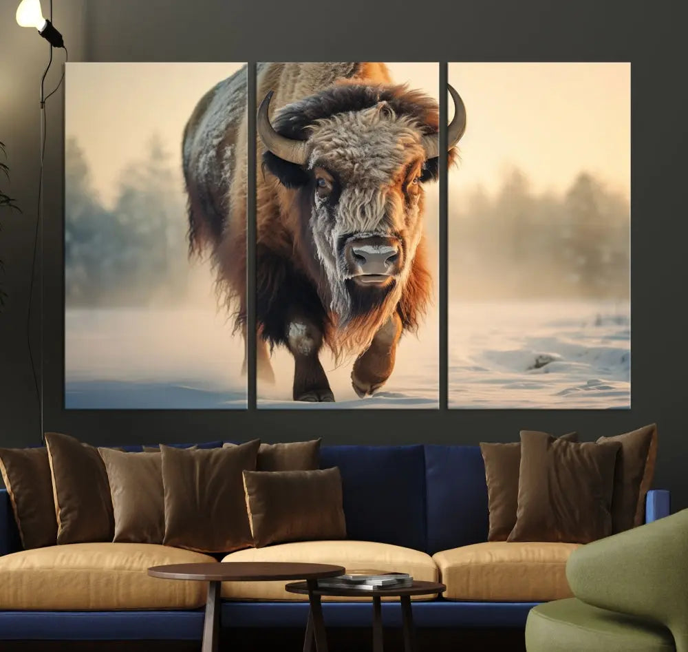 Georgous American Bison Printed on Canvas Wall Art Framed Living Room Decor