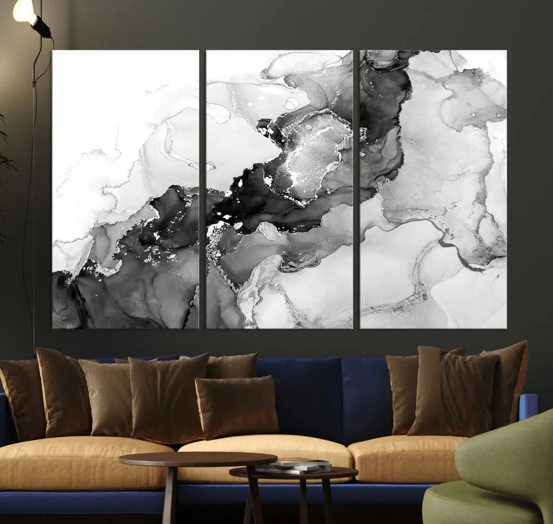 Gray Abstract Artwork Large Wall Art Modern Painting on Canvas Print