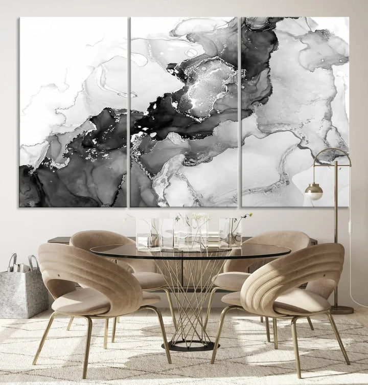 Gray Abstract Artwork Large Wall Art Modern Painting on Canvas Print