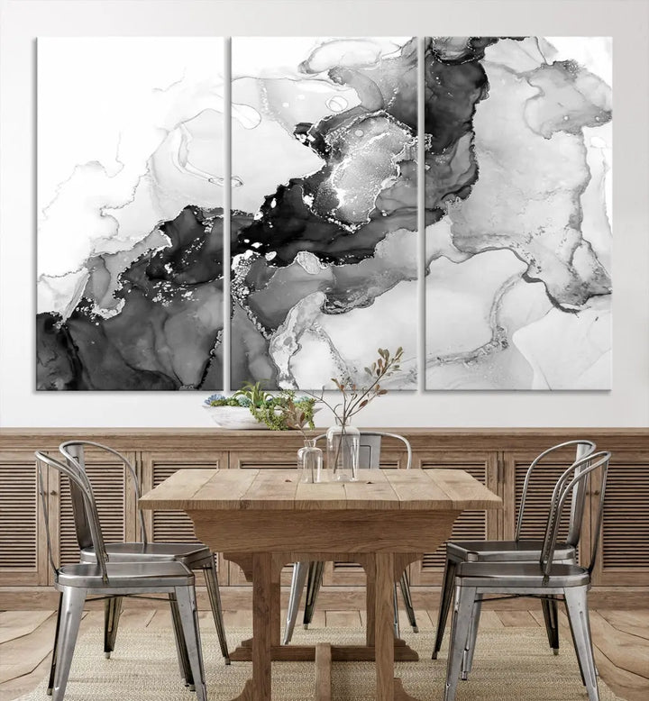 Gray Abstract Artwork Large Wall Art Modern Painting on Canvas Print