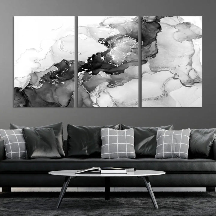 Gray Abstract Artwork Large Wall Art Modern Painting on Canvas Print