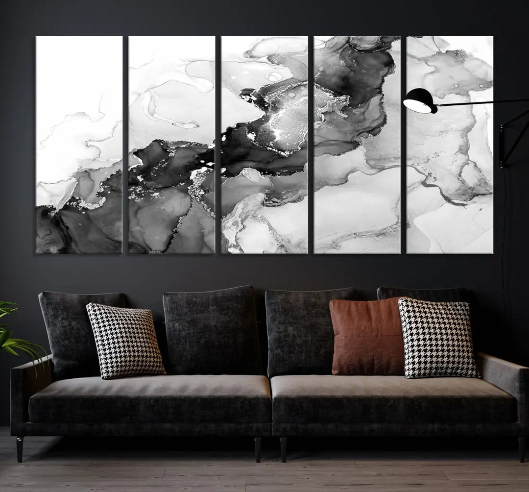 Gray Abstract Artwork Large Wall Art Modern Painting on Canvas Print