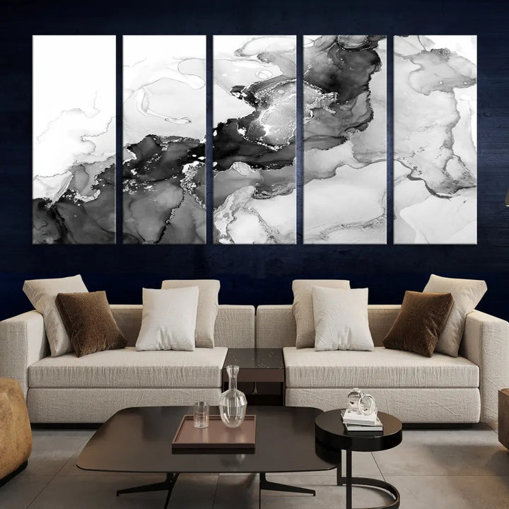 Gray Abstract Artwork Large Wall Art Modern Painting on Canvas Print