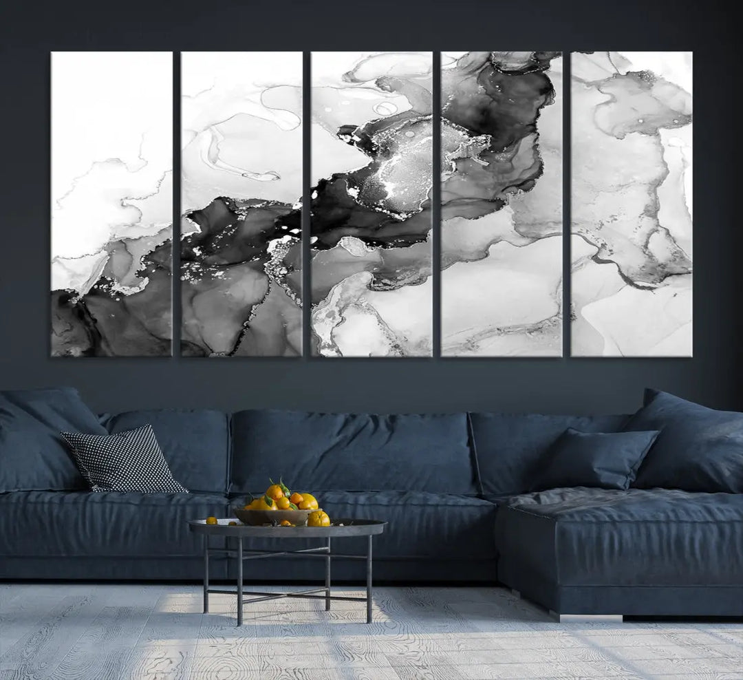 Gray Abstract Artwork Large Wall Art Modern Painting on Canvas Print