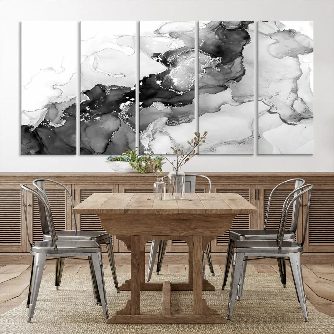 Gray Abstract Artwork Large Wall Art Modern Painting on Canvas Print