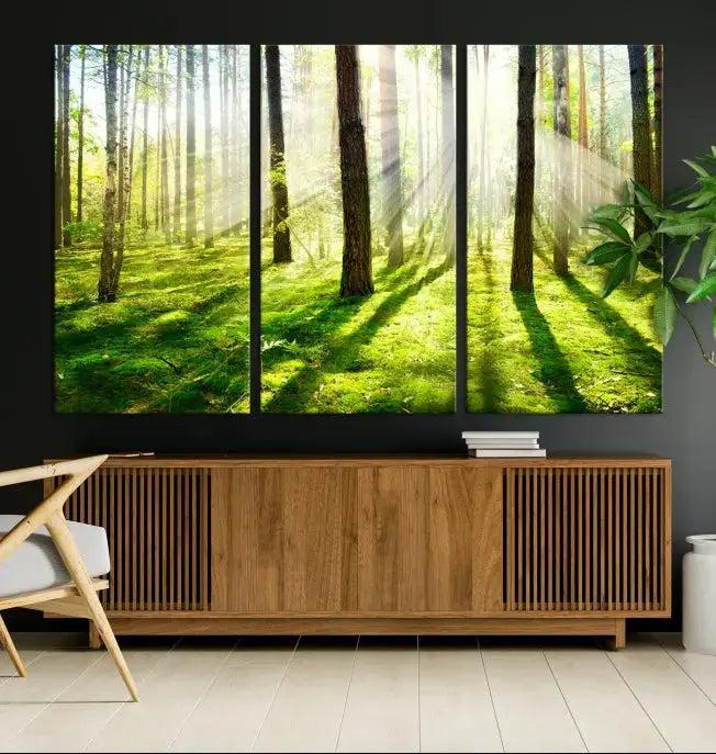 Green Forest and Sunshine Landscape Extra Large Wall Art Canvas Print