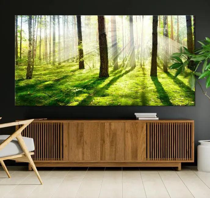 Green Forest and Sunshine Landscape Extra Large Wall Art Canvas Print