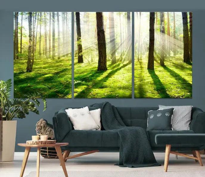 Green Forest and Sunshine Landscape Extra Large Wall Art Canvas Print