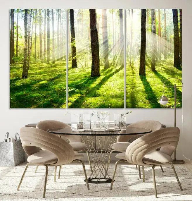 Green Forest and Sunshine Landscape Extra Large Wall Art Canvas Print