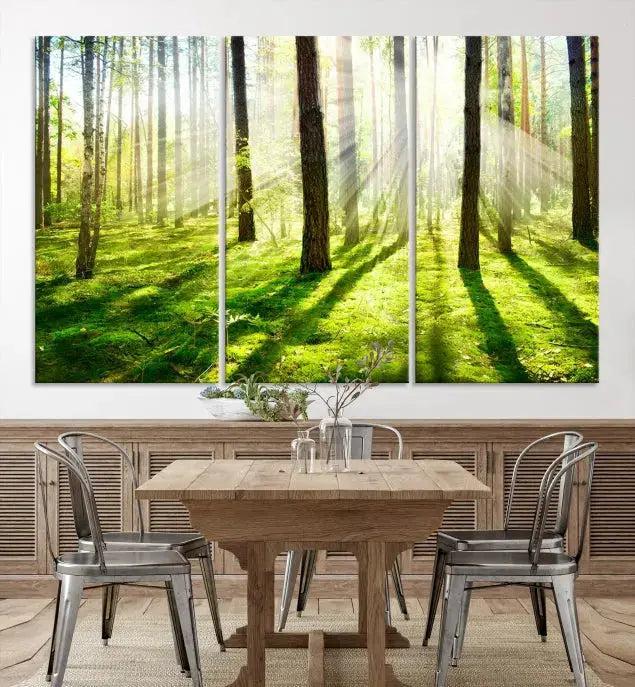 Green Forest and Sunshine Landscape Extra Large Wall Art Canvas Print