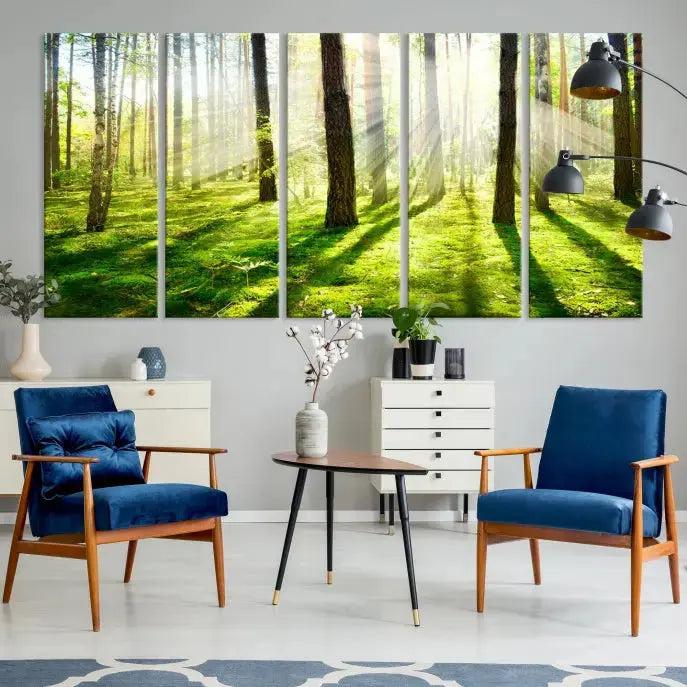 Green Forest and Sunshine Landscape Extra Large Wall Art Canvas Print