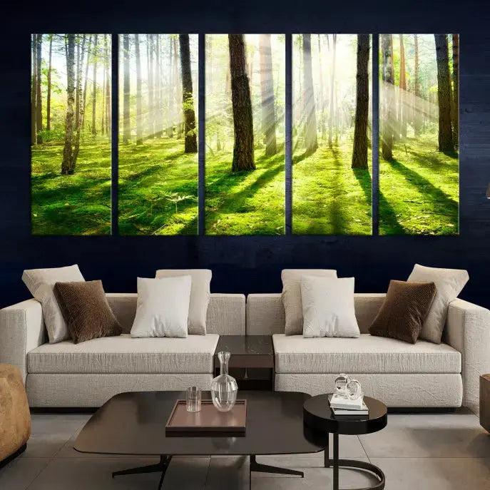 Green Forest and Sunshine Landscape Extra Large Wall Art Canvas Print