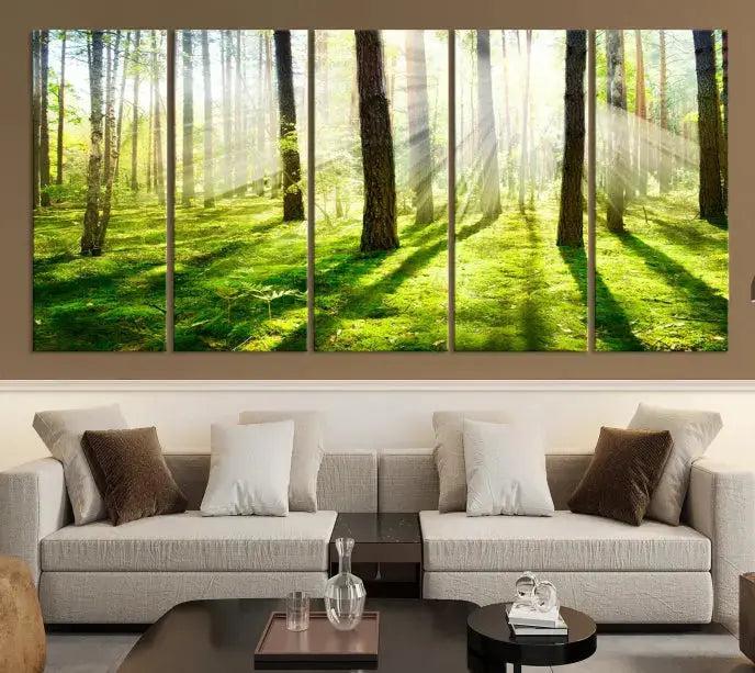 Green Forest and Sunshine Landscape Extra Large Wall Art Canvas Print