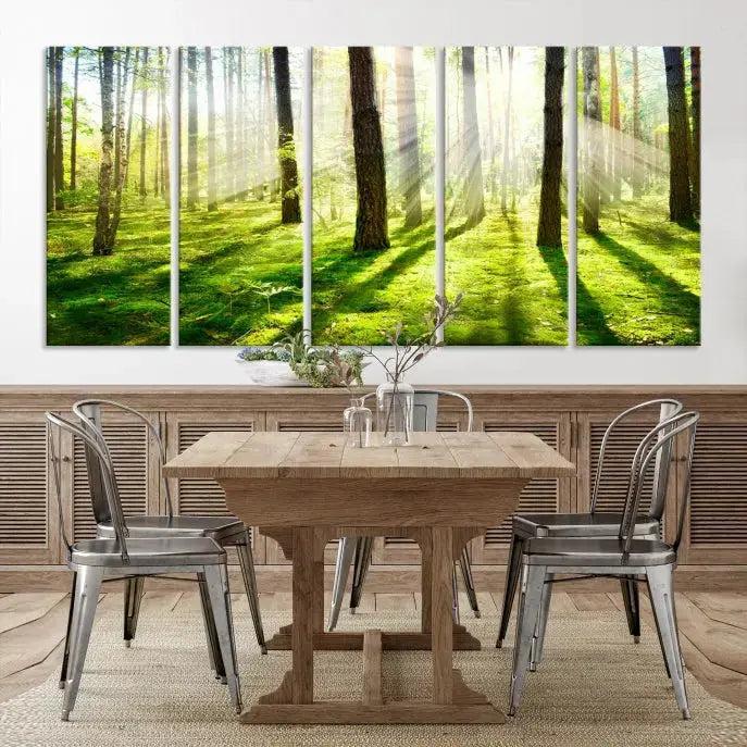 Green Forest and Sunshine Landscape Extra Large Wall Art Canvas Print