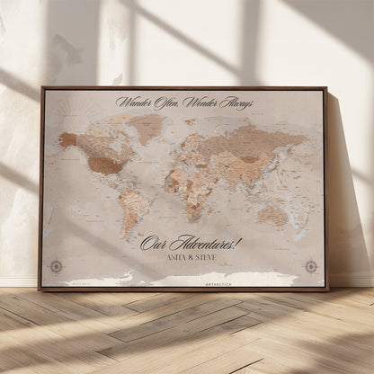 95243244-MGV-CV-36X24-Custom Push Pin World Map Wall Canvas Print – Personalized Map for Travel Lovers - Large Personalized Gift for Home Office Decor - H33