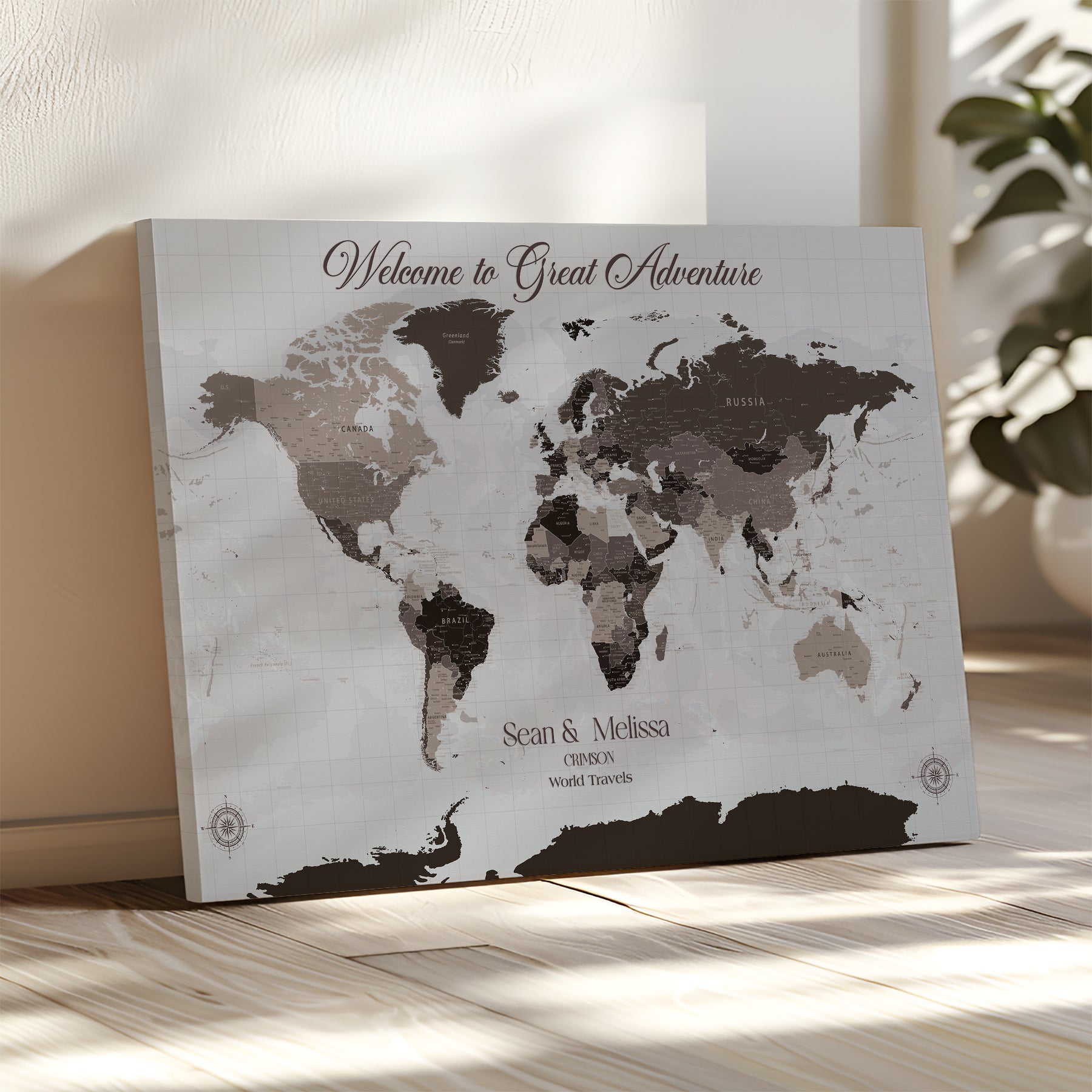 43749658-MGV-CV-36X24-Framed Canvas Push Pin World Maps: Stylish Wall Art to Track Travels, Adventures, and Create a Personalized Journey Display - H34