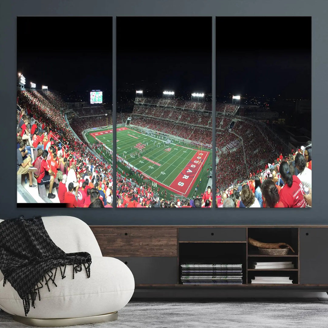 Houston Cougars Football Team Print - Houston TDECU Stadium Wall Art Canvas Print