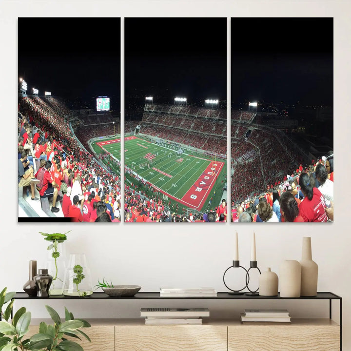 Houston Cougars Football Team Print - Houston TDECU Stadium Wall Art Canvas Print