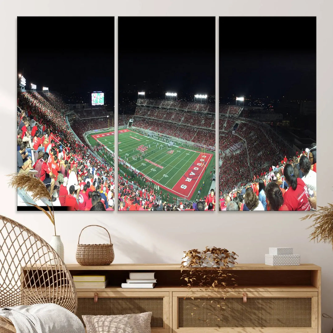 Houston Cougars Football Team Print - Houston TDECU Stadium Wall Art Canvas Print