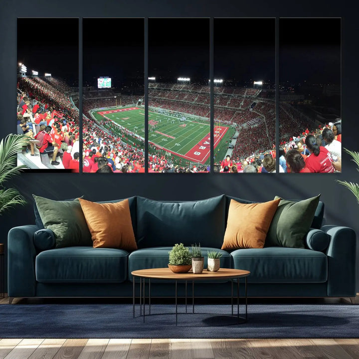 Houston Cougars Football Team Print - Houston TDECU Stadium Wall Art Canvas Print