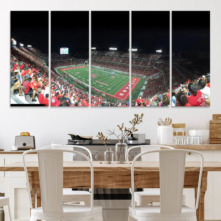 Houston Cougars Football Team Print - Houston TDECU Stadium Wall Art Canvas Print