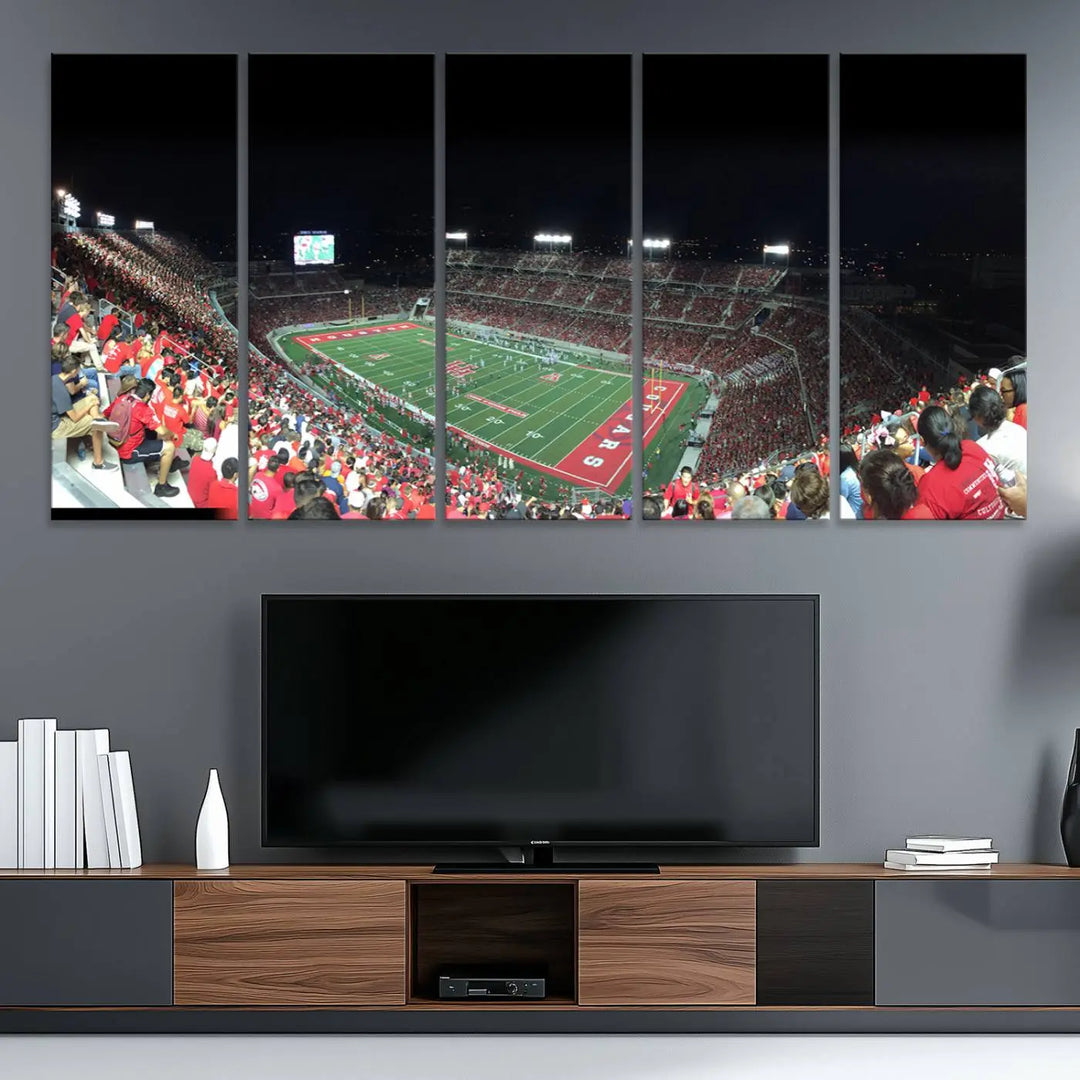 Houston Cougars Football Team Print - Houston TDECU Stadium Wall Art Canvas Print