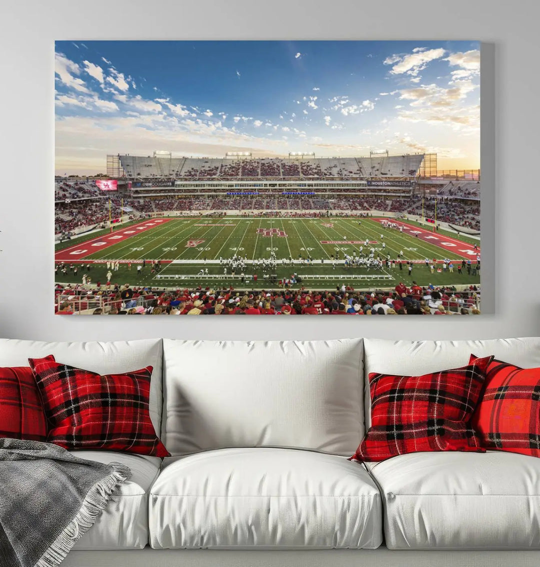 Houston Cougars Football Team Print - Houston TDECU Stadium Wall Art Canvas Print