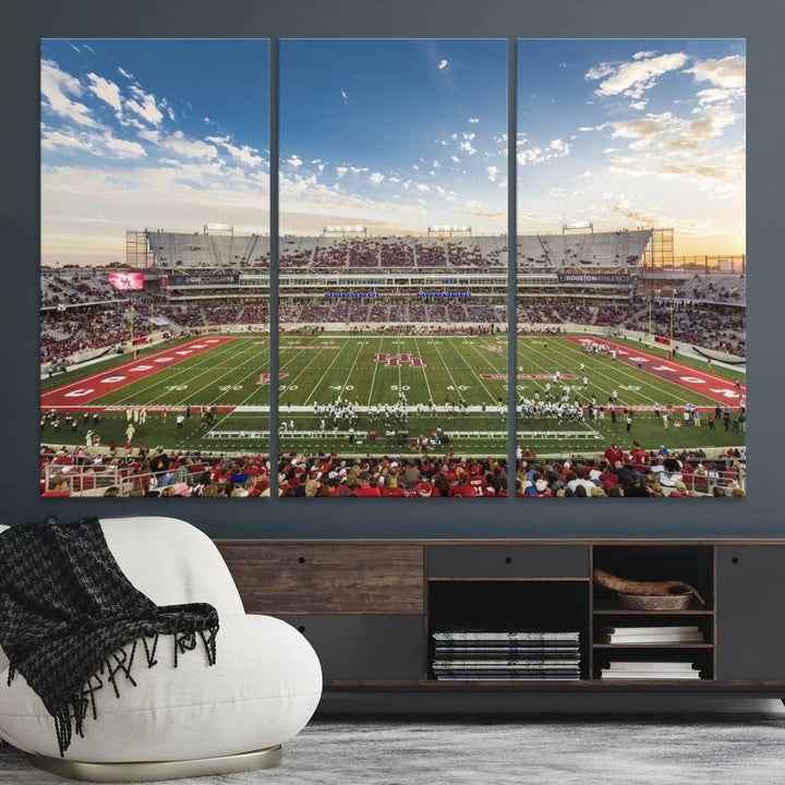 Houston Cougars Football Team Print - Houston TDECU Stadium Wall Art Canvas Print