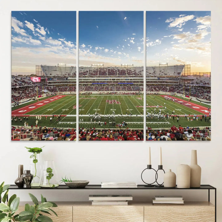 Houston Cougars Football Team Print - Houston TDECU Stadium Wall Art Canvas Print