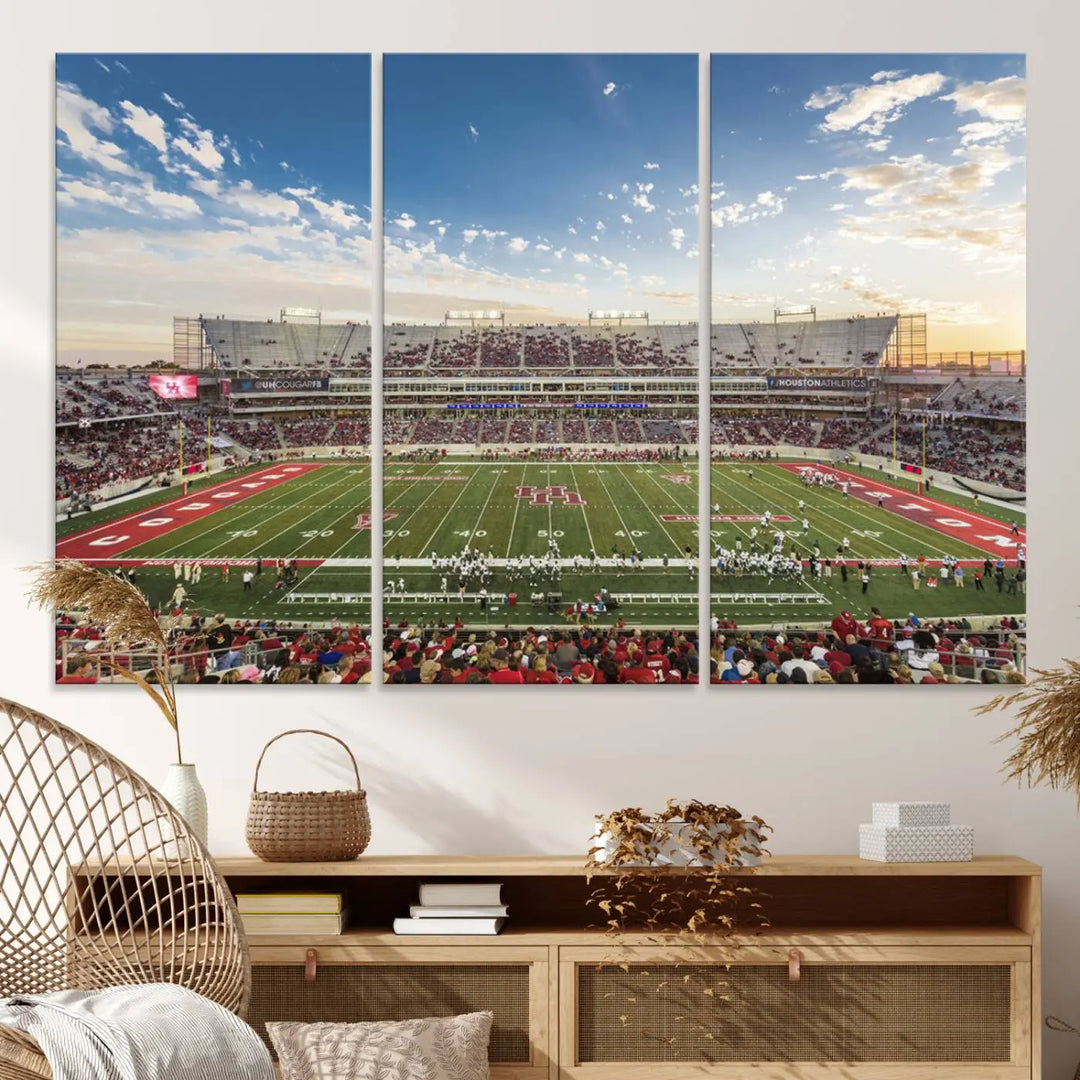 Houston Cougars Football Team Print - Houston TDECU Stadium Wall Art Canvas Print