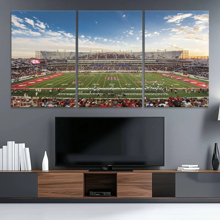 Houston Cougars Football Team Print - Houston TDECU Stadium Wall Art Canvas Print