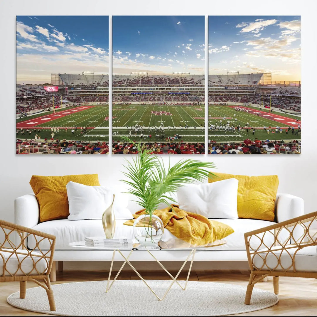 Houston Cougars Football Team Print - Houston TDECU Stadium Wall Art Canvas Print