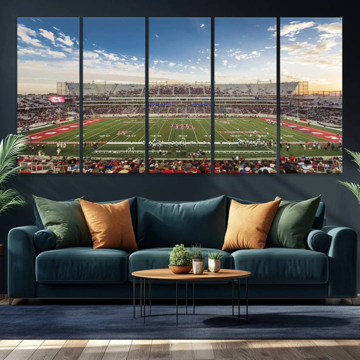 Houston Cougars Football Team Print - Houston TDECU Stadium Wall Art Canvas Print