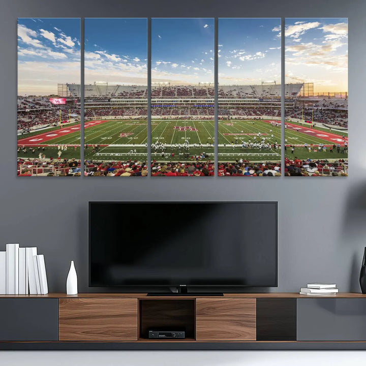 Houston Cougars Football Team Print - Houston TDECU Stadium Wall Art Canvas Print