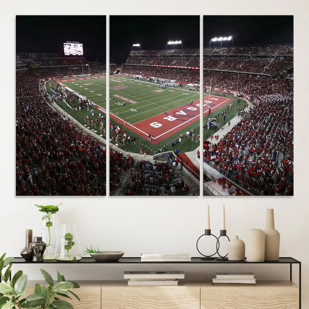 Houston Cougars Football Team Print - Houston TDECU Stadium Wall Art Canvas Print