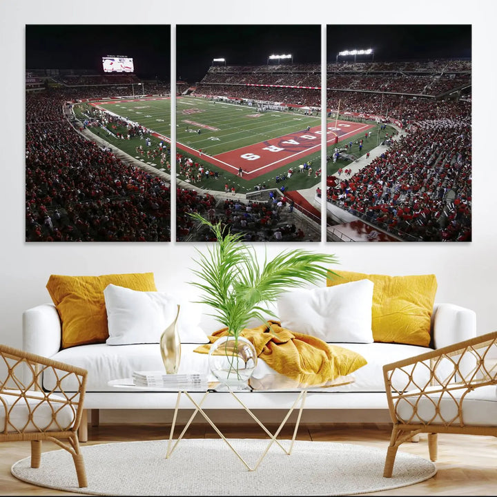 Houston Cougars Football Team Print - Houston TDECU Stadium Wall Art Canvas Print