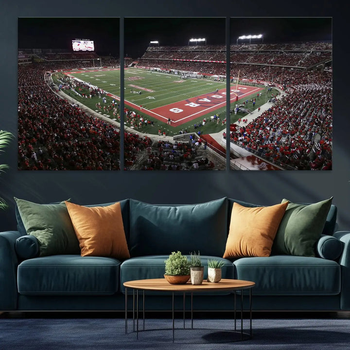 Houston Cougars Football Team Print - Houston TDECU Stadium Wall Art Canvas Print