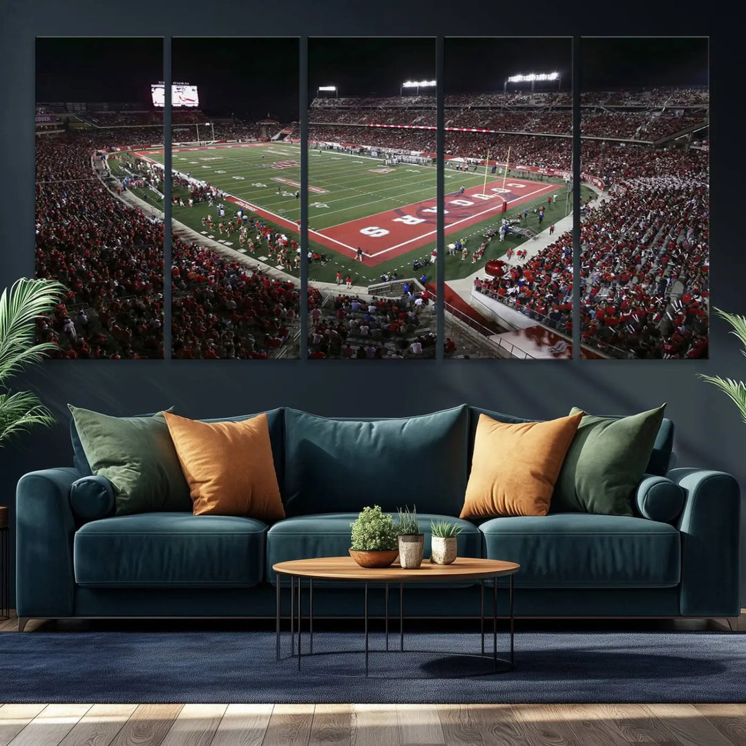 Houston Cougars Football Team Print - Houston TDECU Stadium Wall Art Canvas Print