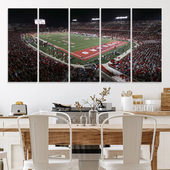 Houston Cougars Football Team Print - Houston TDECU Stadium Wall Art Canvas Print