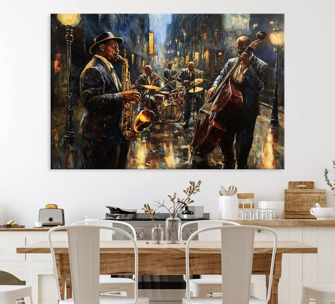 Jazz Instrument Canvas Wall Art - Abstract African American Music Art - Framed Posters for Living Room or Bedroom