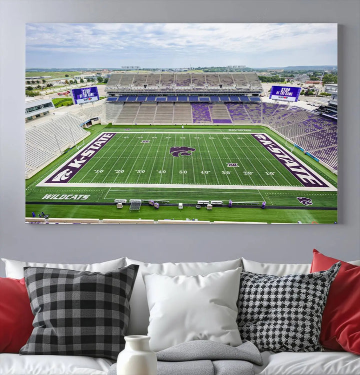 KState Wildcats Football Team Print - Manhattan Bill Snyder Family Football Stadium Wall Art Canvas Print