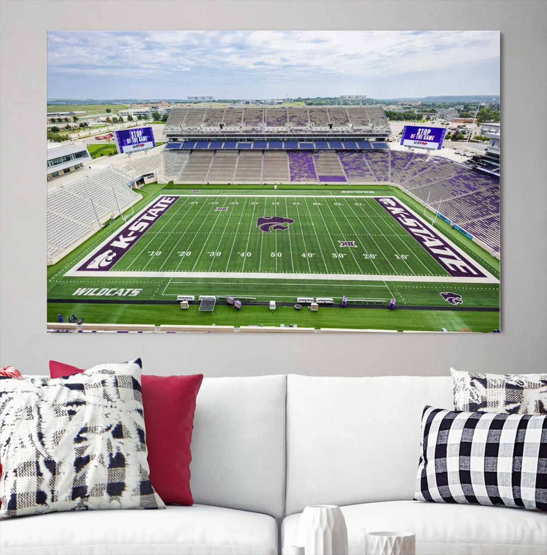 KState Wildcats Football Team Print - Manhattan Bill Snyder Family Football Stadium Wall Art Canvas Print