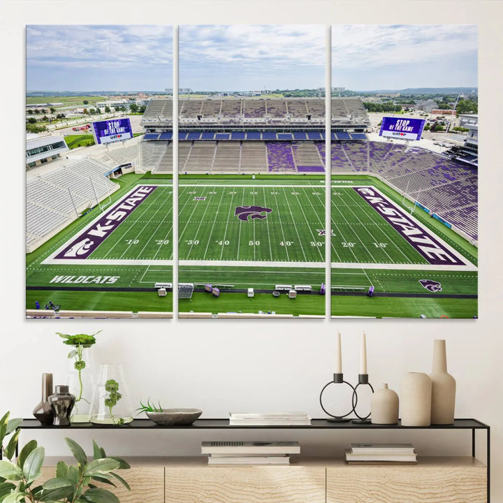 KState Wildcats Football Team Print - Manhattan Bill Snyder Family Football Stadium Wall Art Canvas Print