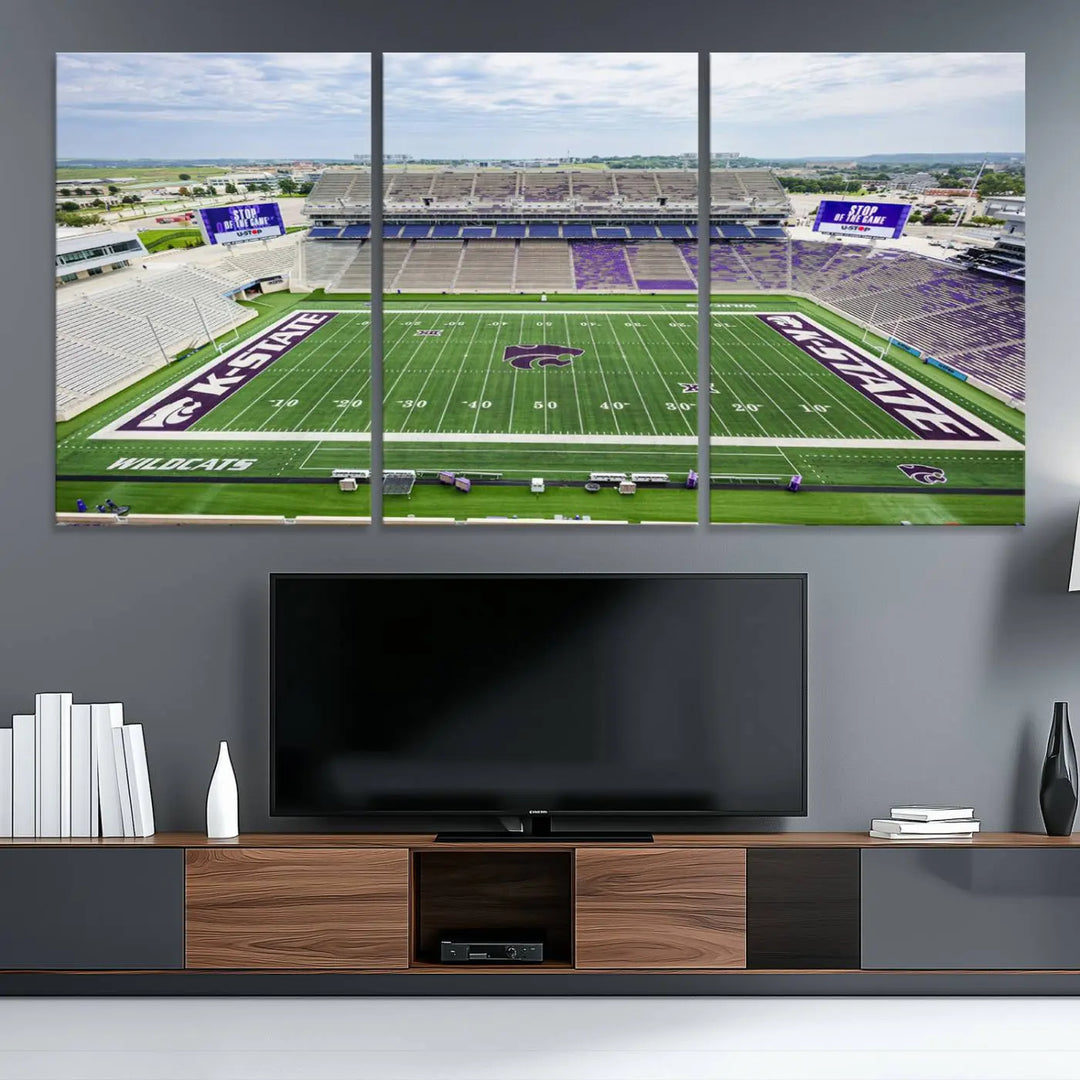 KState Wildcats Football Team Print - Manhattan Bill Snyder Family Football Stadium Wall Art Canvas Print