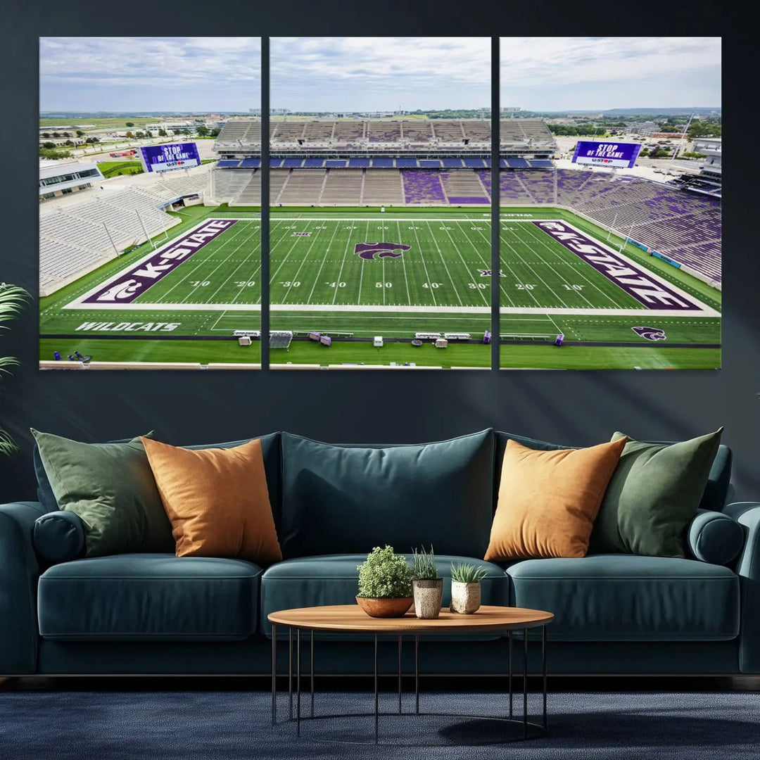 KState Wildcats Football Team Print - Manhattan Bill Snyder Family Football Stadium Wall Art Canvas Print