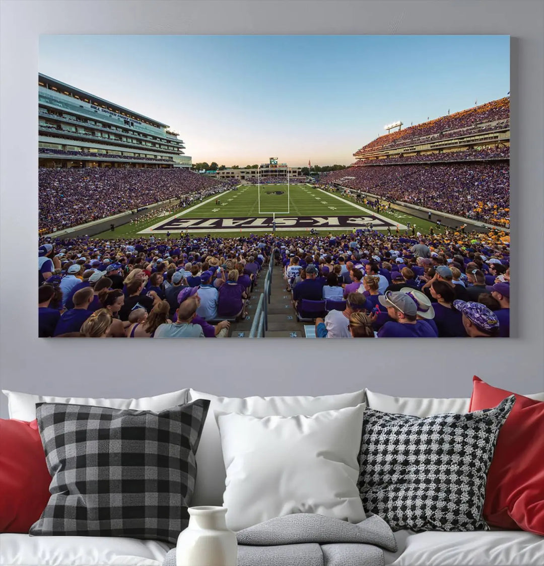 Kansas State University Wildcats Football Team Print - Manhattan Bill Snyder Family Football Stadium Wall Art Canvas Print