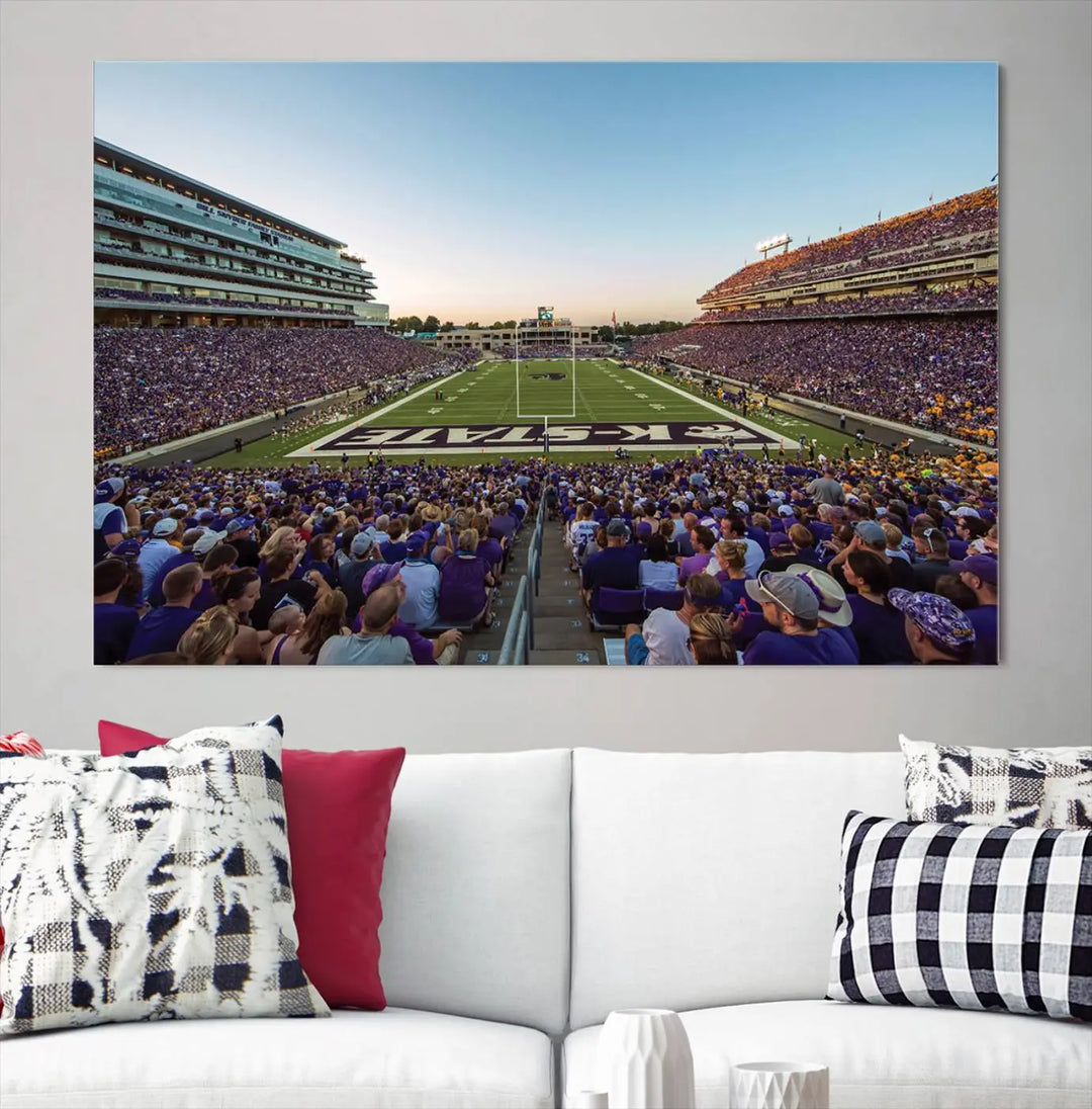 Kansas State University Wildcats Football Team Print - Manhattan Bill Snyder Family Football Stadium Wall Art Canvas Print