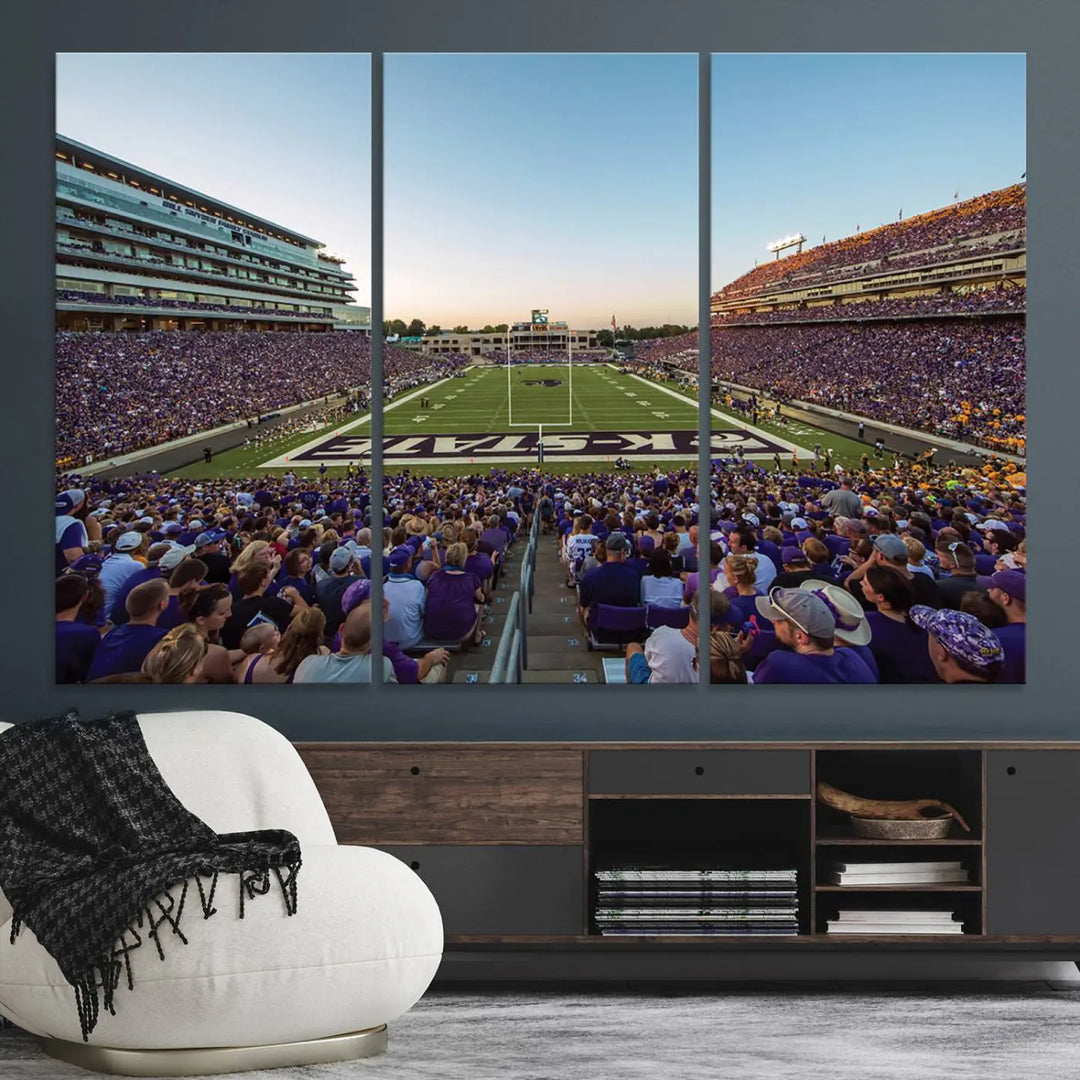 Kansas State University Wildcats Football Team Print - Manhattan Bill Snyder Family Football Stadium Wall Art Canvas Print