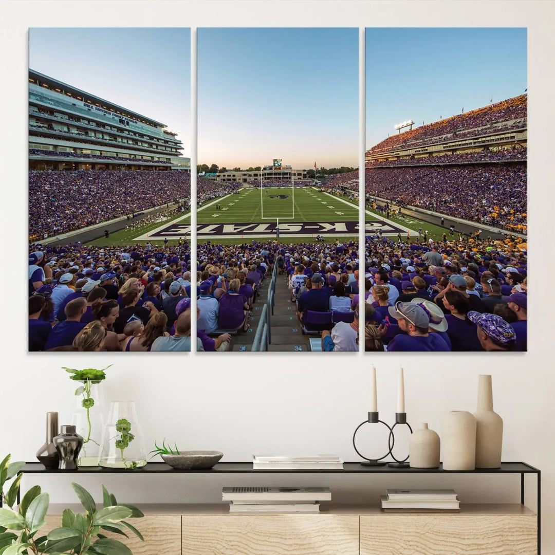 Kansas State University Wildcats Football Team Print - Manhattan Bill Snyder Family Football Stadium Wall Art Canvas Print