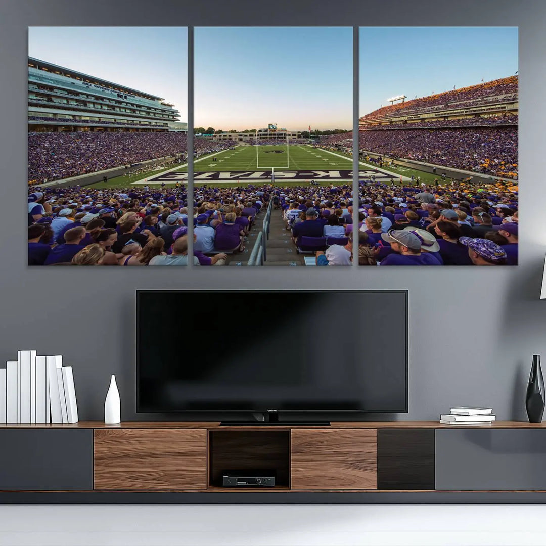 Kansas State University Wildcats Football Team Print - Manhattan Bill Snyder Family Football Stadium Wall Art Canvas Print